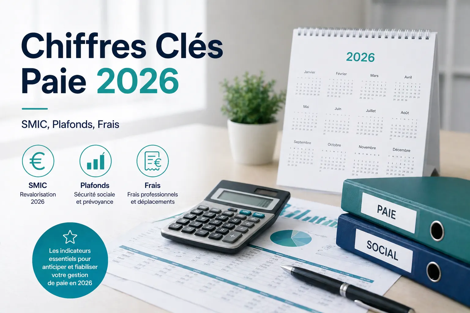 Chiffres Clés Paie 2026 – SMIC, Plafonds, Frais