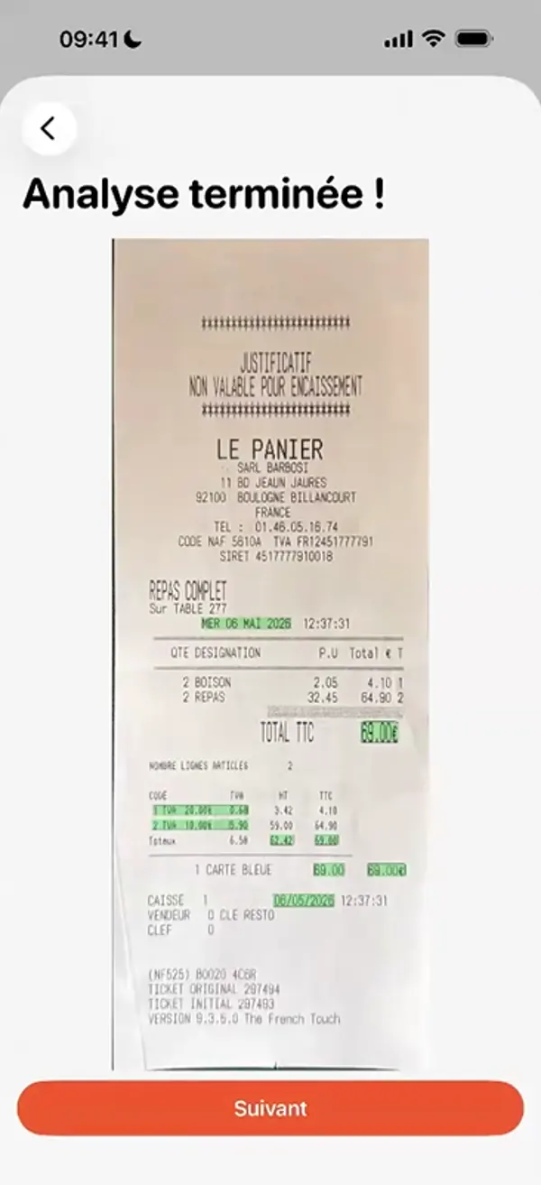 Silae Expense - analyse OCR note de frais et TVA